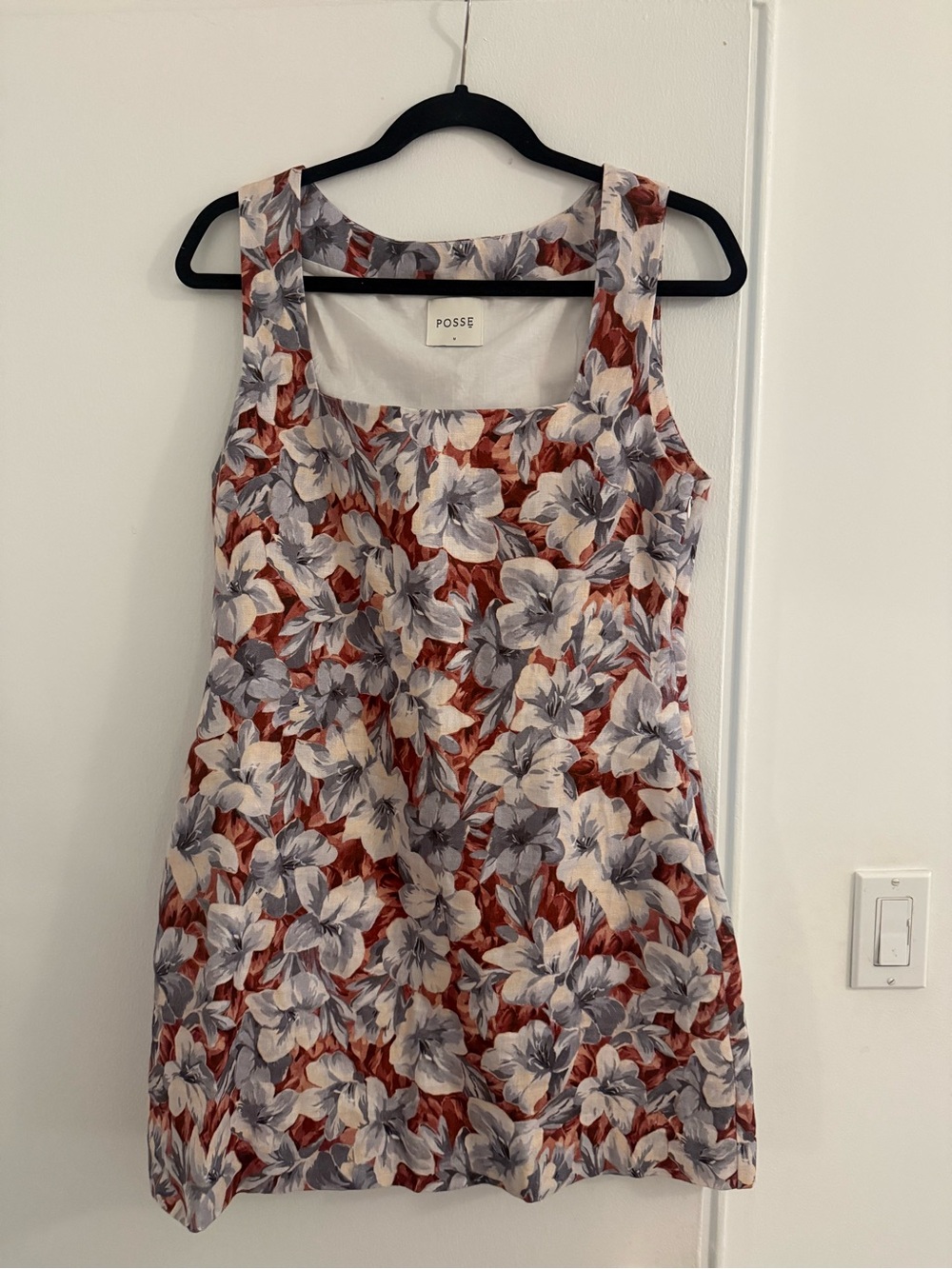 Posse Floral Square Neck Tank Top in Rust & Lavender Gray